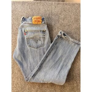 Levi's 501 Vintage Mens Jeans 36x30 Button Fly Red Tab Distressed Straight Leg